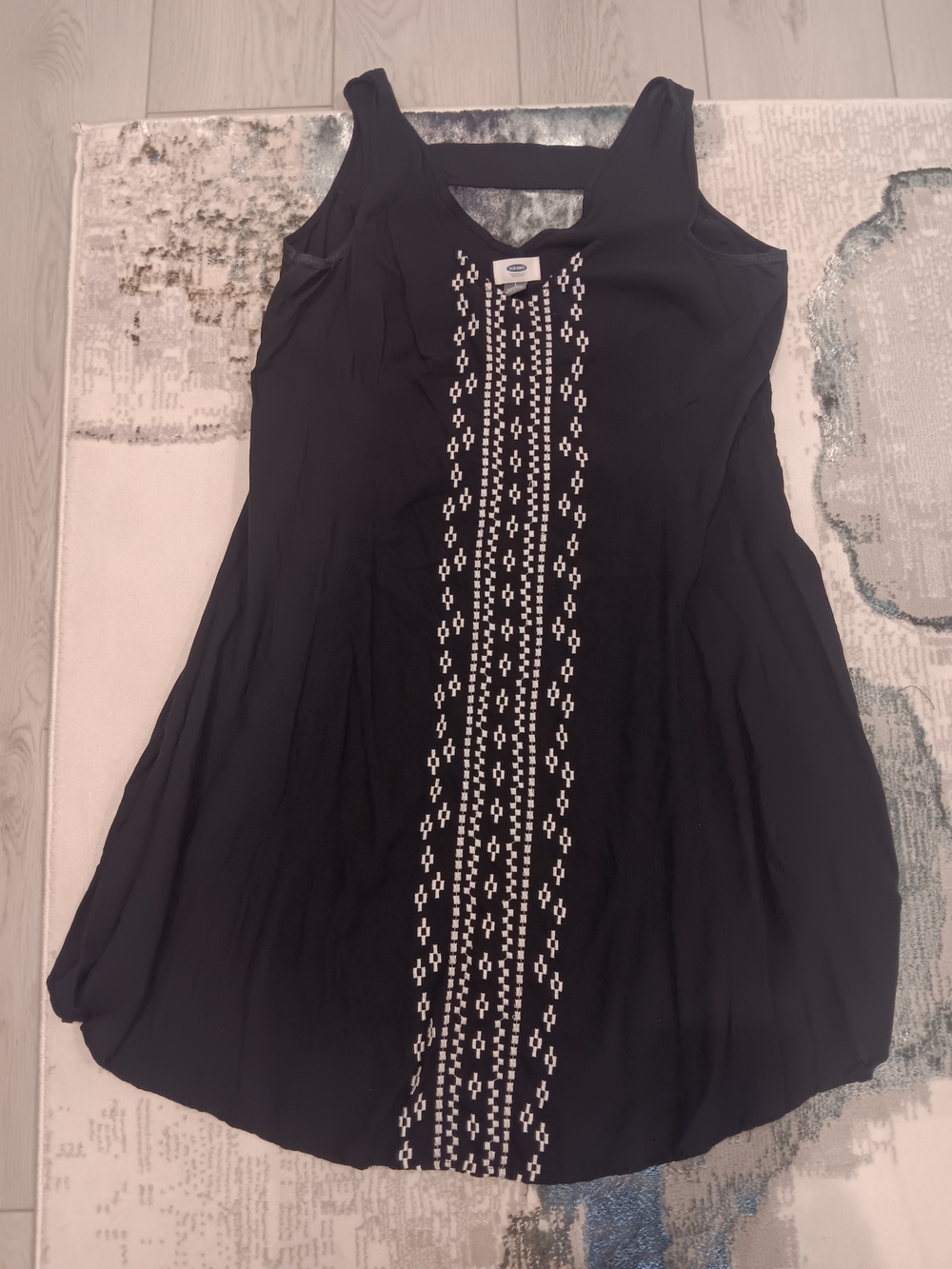 & Other Stories Black Tank with White Embroidered Front Panel